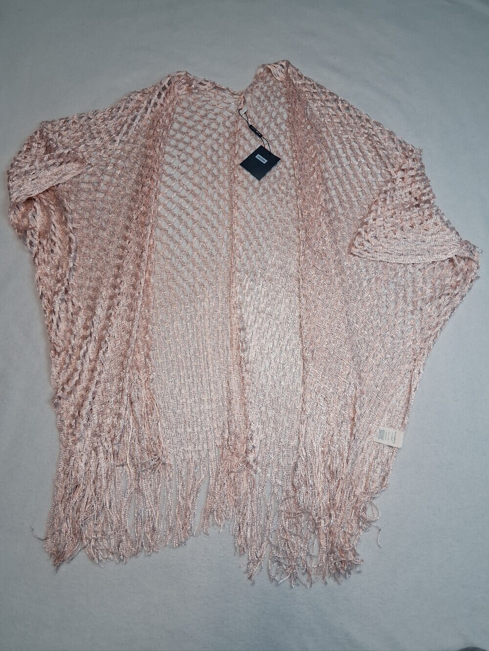 Do everything in love Blush Open Knit Fringe Shawl